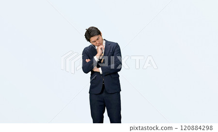 A male business person thinking agonizingly A male business person thinking agonizingly 120884298