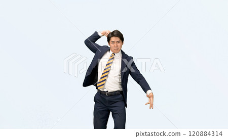 Male business person dancing in a suit 120884314