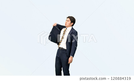 Male business person dancing in a suit Male business person dancing in a suit 120884319
