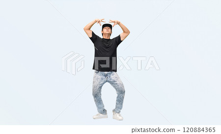 Full body photo of a male dancer dancing 120884365