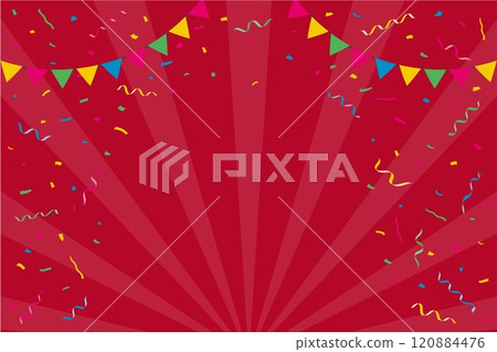 Confetti and garland Red concentrated line background 120884476