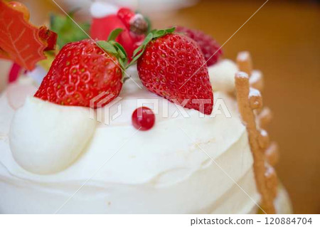 Close-up of a Christmas cake with strawberries Close-up of a Christmas cake with strawberries 120884704