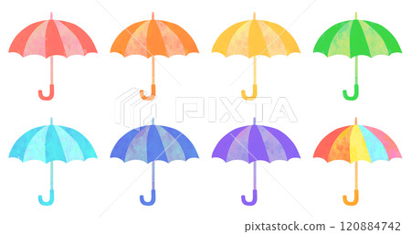 Colorful umbrella illustration set Vector material Texture 120884742