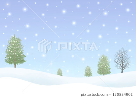 Winter landscape, snow scene 120884901