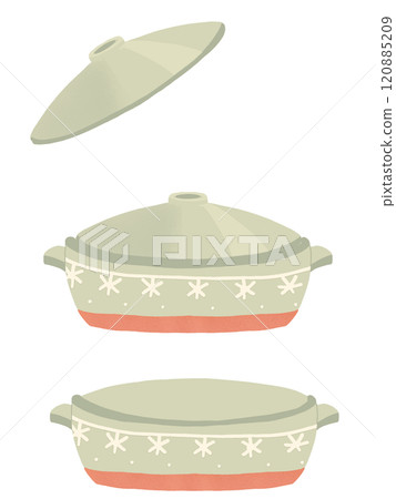 Two illustrations of clay pots 120885209