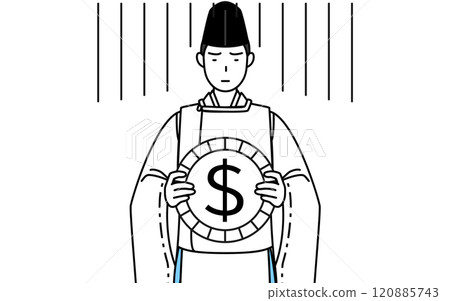 外匯損失和美元貶值、穿著 eboshi 和 karigi 的神社牧師形象 外匯損失和美元貶值、穿著 eboshi 和 karigi 的神社牧師形象 120885743