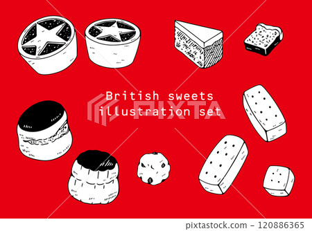 British baked goods illustration set 120886365