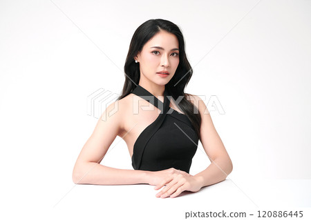 Beautiful young asian woman with clean fresh skin on white background, Face care, Facial treatment, Cosmetology, beauty and spa, Asian women portrait. 120886445