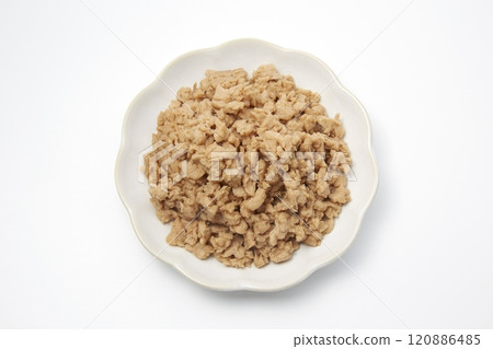 Soy meat served on a plate on a white background 120886485