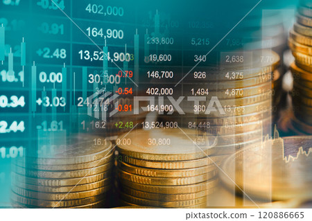 Stock market finance business, economy trend graph digital technology. Stock market finance business, economy trend graph digital technology. 120886665