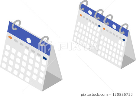 等距 1 個月和 2 個月台曆圖示集 120886733