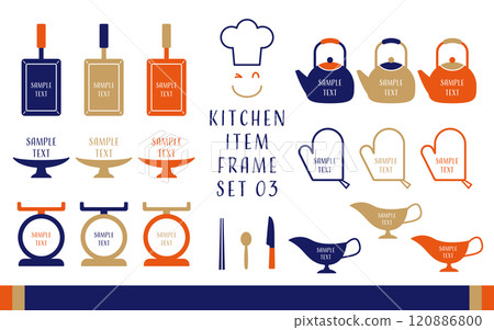 Kitchen item frame 03 Navy, brown, orange 120886800