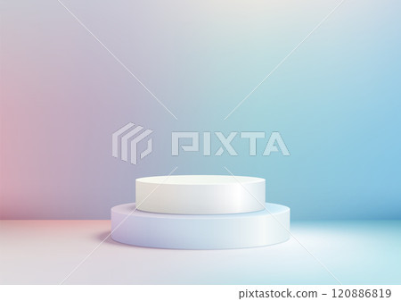 Clean 3D White Tiered Podium on Gradient Background for Modern Product Display and Showcase 120886819