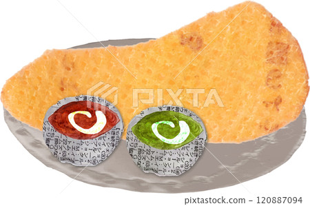 Authentic curry naan served on a plate Authentic curry naan served on a plate 120887094