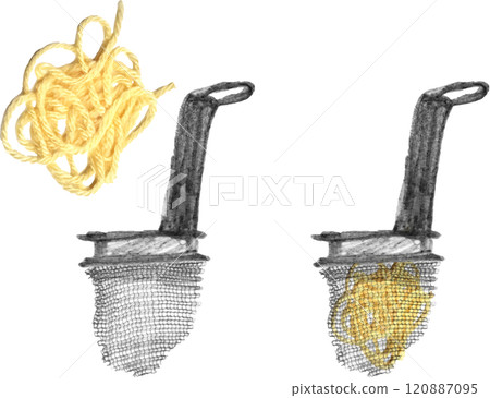 Cute hand-drawn Chinese noodles and colander set 120887095