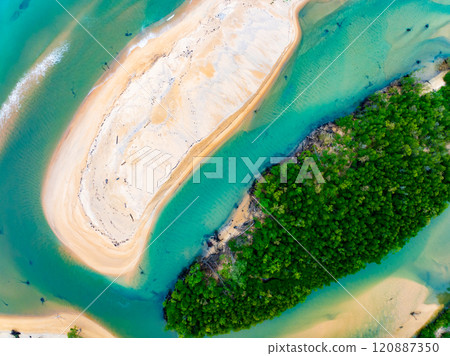Amazing sea surface in summer season seascape background,Nature waves sea beach background,High angle view waves seascape nature view,Wide angle drone shot Top view 120887350