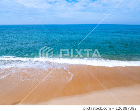 Amazing sea surface in summer season background,Nature waves sea beach background,High angle view waves seascape nature view,Wide angle drone shot,Top view beach sand Amazing sea surface in summer season background,Nature waves sea beach background,High angle view waves seascape nature view,Wide angle drone shot,Top view beach sand 120887382