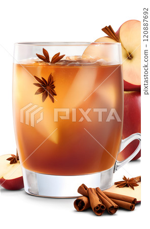 Warm apple delight with cinnamon and star anise showcases autumn flavors in a cozy setting. Generative AI Warm apple delight with cinnamon and star anise showcases autumn flavors in a cozy setting. Generative AI 120887692