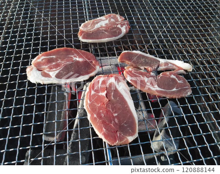 Charbroiled Suffolk beef from the Yagishiri Sheep Festival on Yagishiri Island in Hokkaido Charbroiled Suffolk beef from the Yagishiri Sheep Festival on Yagishiri Island in Hokkaido 120888144