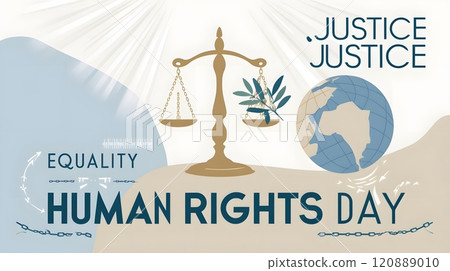 Celebrating Human Rights Day with symbols of justice and equality, highlighting the fight for global human rights in our modern world. Generative AI 120889010