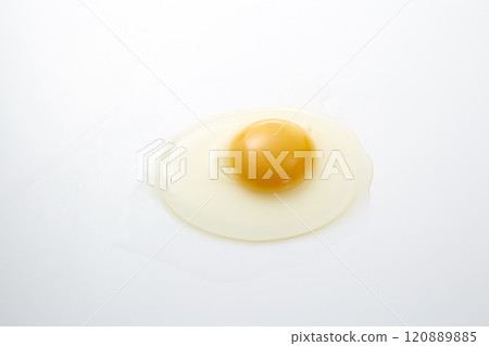 Chicken eggs on a white background 120889885