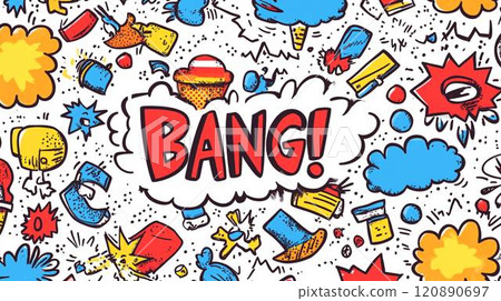 [風景/壁紙]“BANG!!”文字和流行背景插圖 120890697