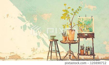 [Landscape/Wallpaper] Copy space and a corner of the room 120890712