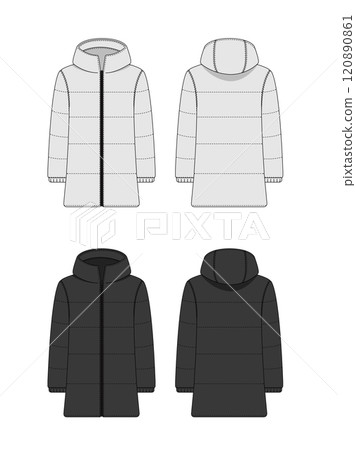 羽絨外套/羽絨外套模板插圖集 120890861