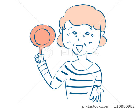 A vector illustration of the upper body of an elderly senior happily cooking A vector illustration of the upper body of an elderly senior happily cooking 120890992