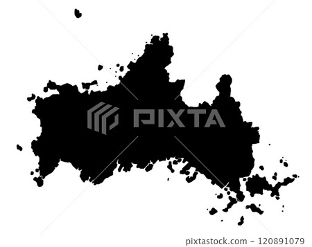 A slightly loose silhouette of Yamaguchi Prefecture, Chugoku Region 120891079