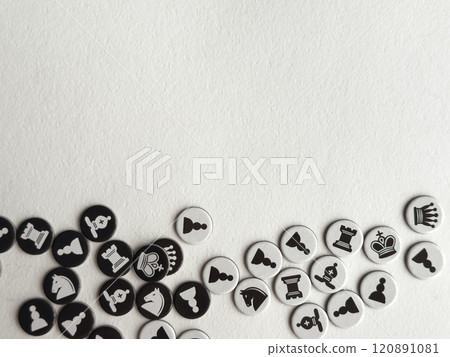 Minimalist chess piece pattern on textured white paper background Minimalist chess piece pattern on textured white paper background 120891081