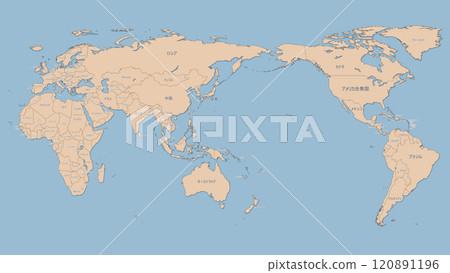 World map Japanese notation Earth Country name Background Image 120891196