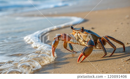 Crab on the beach 120891406