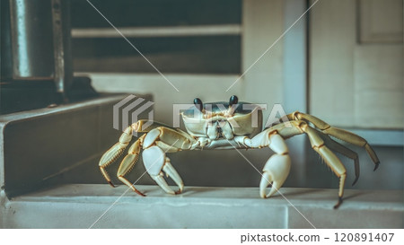 Crab on a ledge 120891407