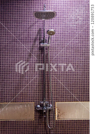 Shower in the house, tropical shower, equipment in the bathroom 120891753