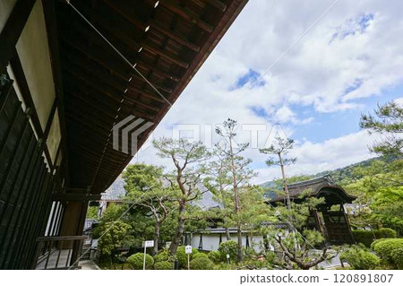 一座被新鮮綠樹環繞的寺廟 120891807