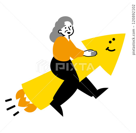 一位帶著健康和充滿活力的微笑的崛起的高級女性_透過換工作和投資改善生活的形象插圖 120892102