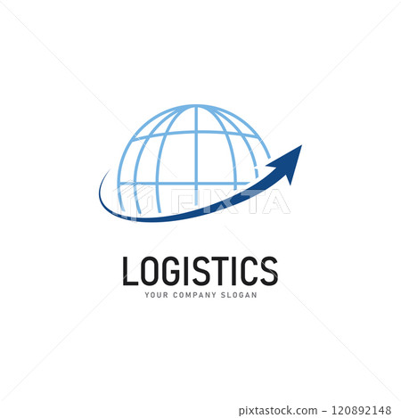 Transport logistic logo of express arrow moving forward for courier delivery or post mail shipping service. Vector isolated icon template for transportation and postal logistics company design 120892148