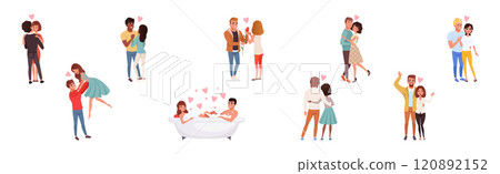 Man and Woman Couple Together Feel Love Vector Set Man and Woman Couple Together Feel Love Vector Set 120892152