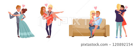 Man and Woman Couple Together Feel Love Vector Set Man and Woman Couple Together Feel Love Vector Set 120892154