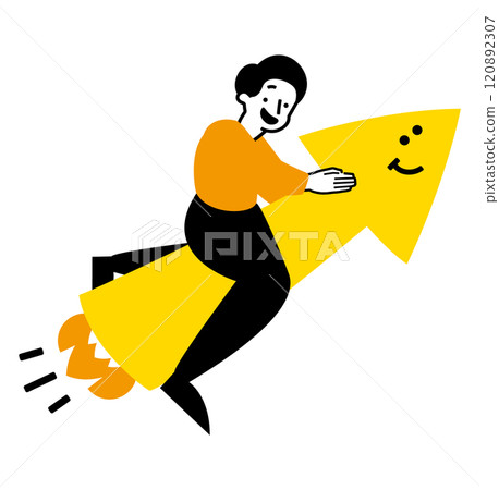 成長中男人的微笑：投資、職業發展、加速工作變動和改善福祉的形象的例證。 120892307