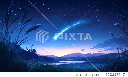 [Landscape/Wallpaper] Shooting stars and grassland 120892347