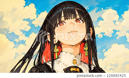 [風景/壁紙] 微笑的女孩和藍天 120892425