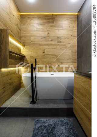 Luxury bathroom interior design and ceramic tile wall 120892794