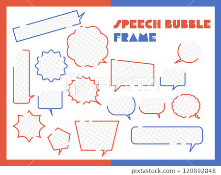 點圖案斷線語音氣泡藍/紅色 點圖案斷線語音氣泡藍/紅色 120892848