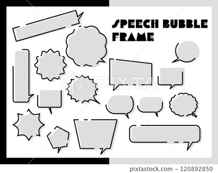 Striped broken line speech bubble - black 120892850