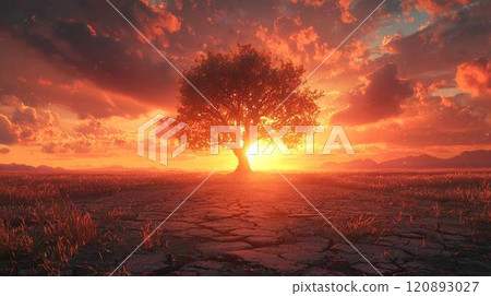 [Landscape/Wallpaper] Sunset and dry land 120893027