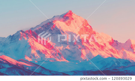 [Landscape/Wallpaper] Snowy mountains at sunset 120893029