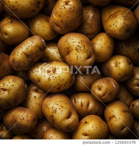 Pile of Rustic Potatoes with Earthy Textures Pile of Rustic Potatoes with Earthy Textures 120893376