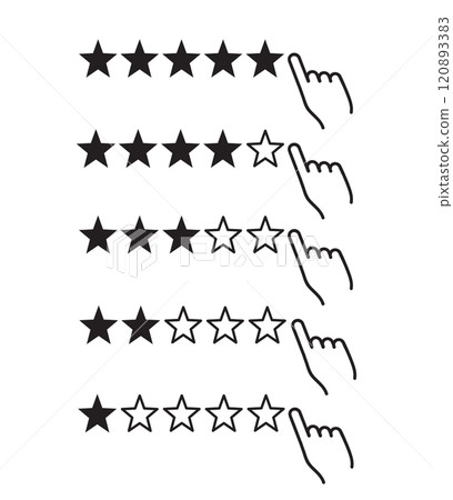 Stars rating with hand icon vector illustration Stars rating with hand icon vector illustration 120893383
